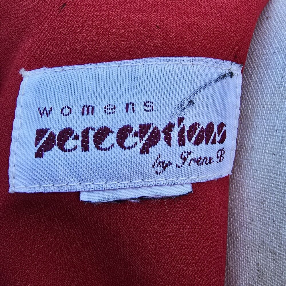80s Wmns Perceptions Red Black Check Vtg Midi Dress Blazer Suit Set Outfit‎ 14W - Picture 10 of 10